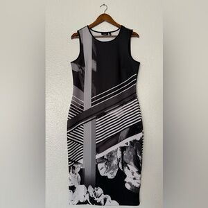 Apt. 9 Black and Gray Striped Midi Dress size 14 Women’s